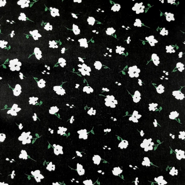 Floral Viscose Chalis - Design 3 BLACK